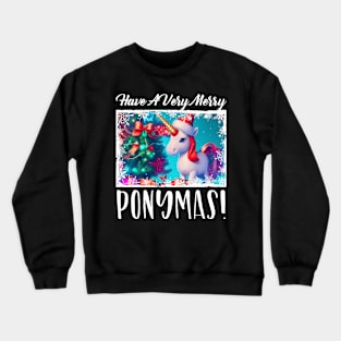 Merry Ponymas, Cute Animal Lover Christmas Pony Crewneck Sweatshirt